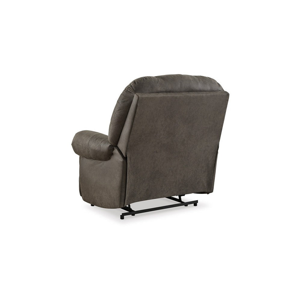 Ashley Ikra Zero Wall Manual Recliner Chair Tufted Gray Faux Leather BM332172