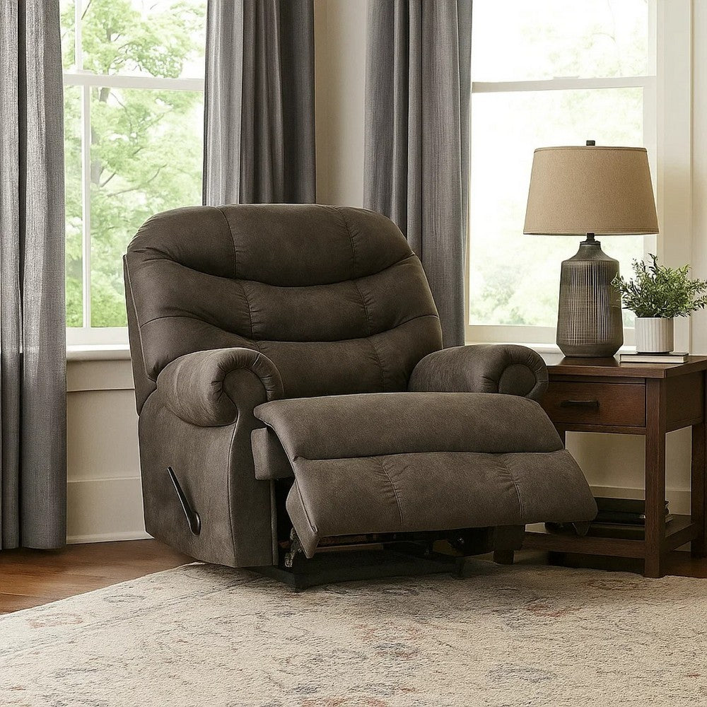 Ashley Ikra Zero Wall Manual Recliner Chair, Tufted Gray Faux Leather