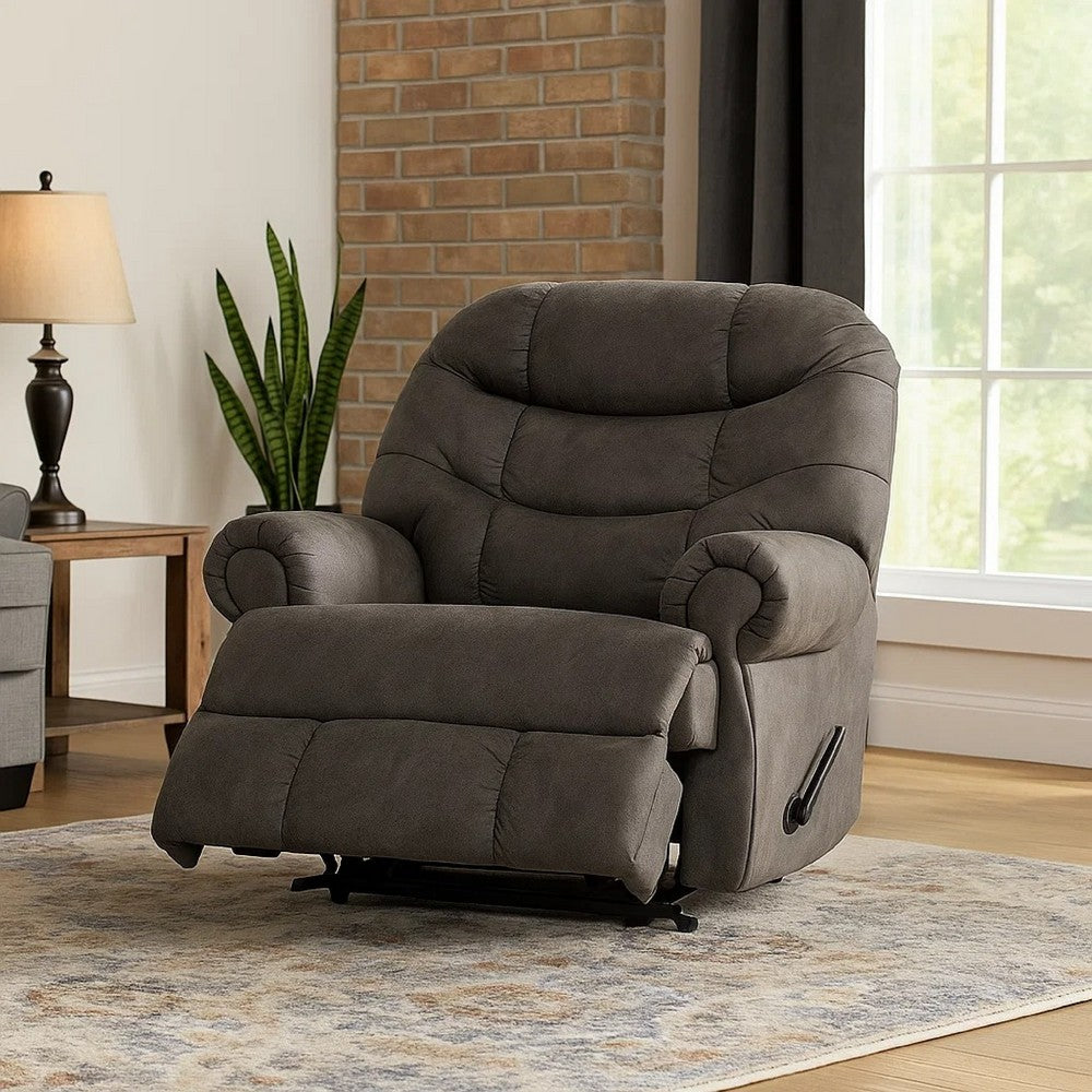 Ashley Ikra Zero Wall Manual Recliner Chair, Tufted Gray Faux Leather