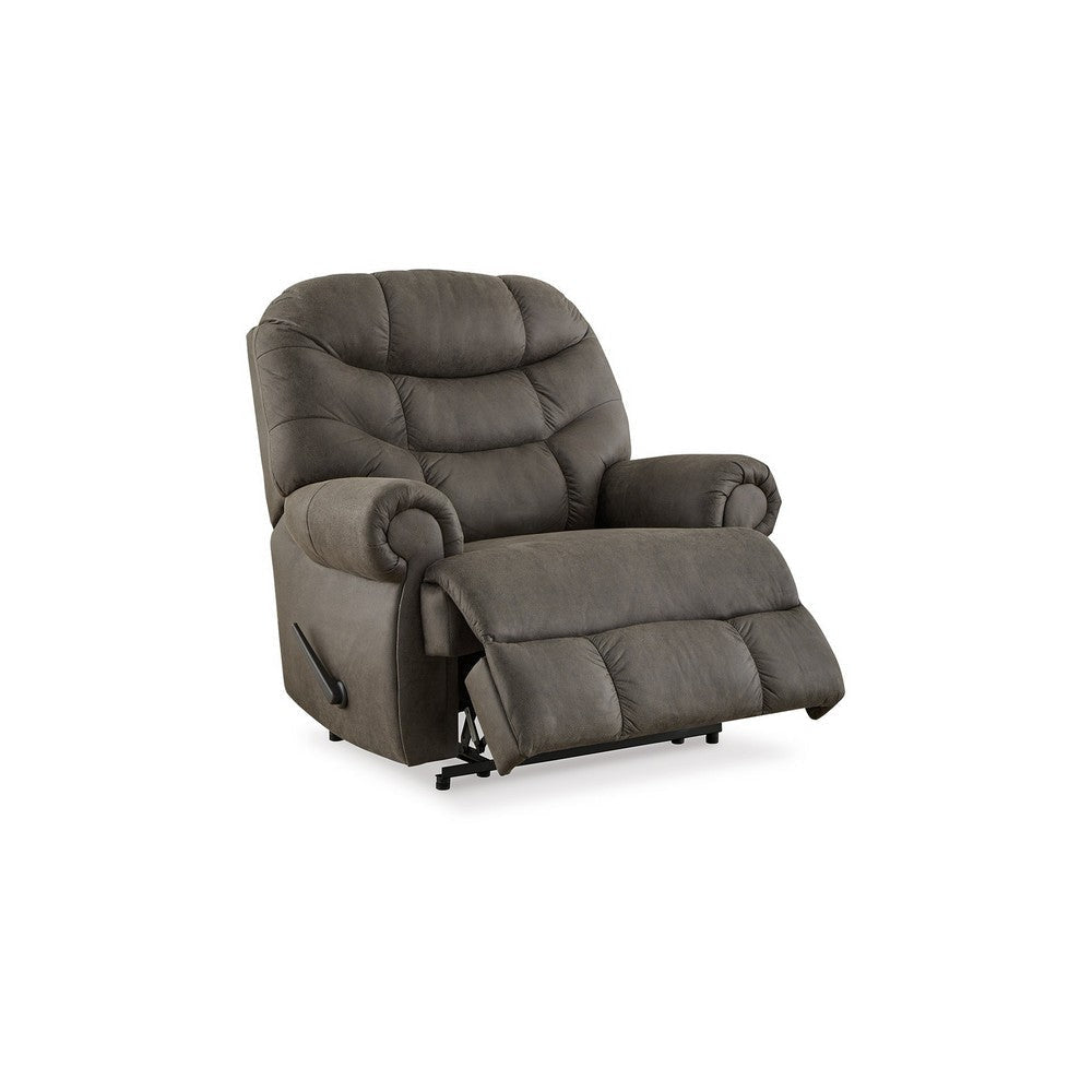 Ashley Ikra Zero Wall Manual Recliner Chair, Tufted Gray Faux Leather