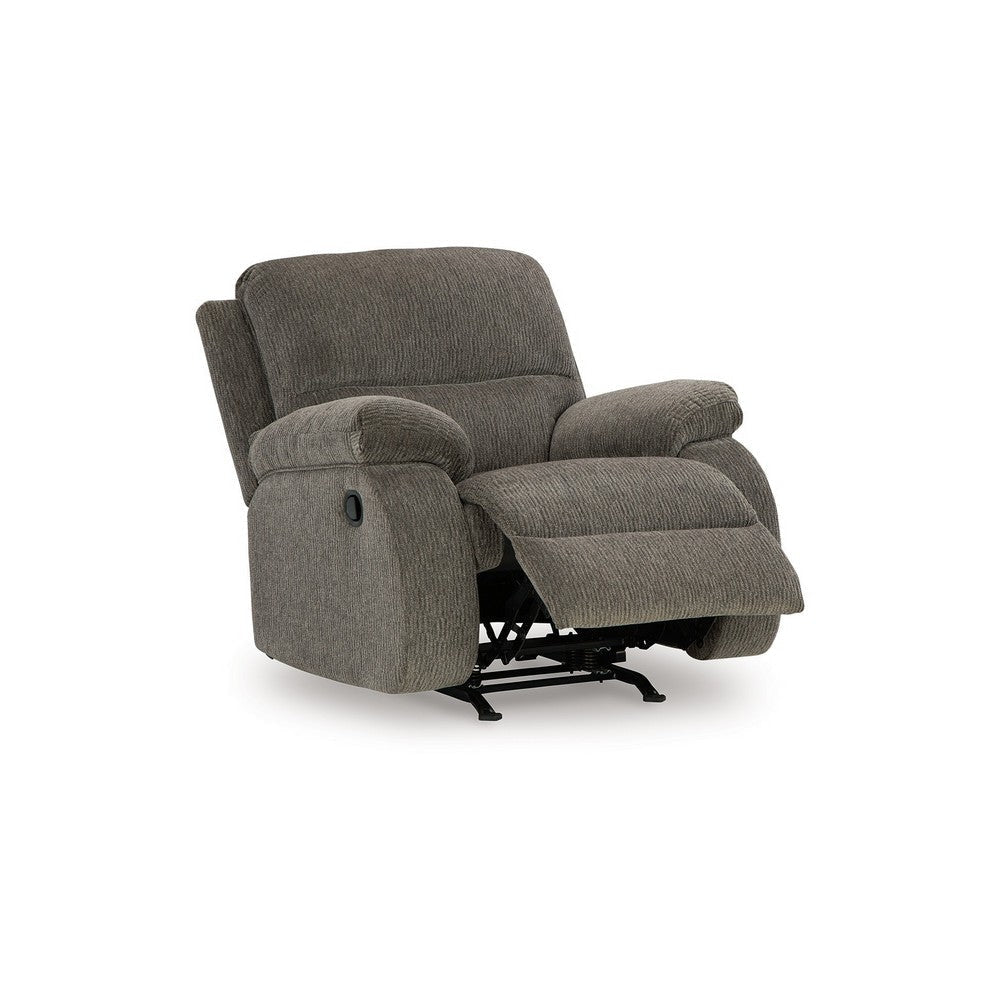 Ashley Lyla Manual Rocker Recliner Chair, Bustle Back, Brindle Gray Polyester