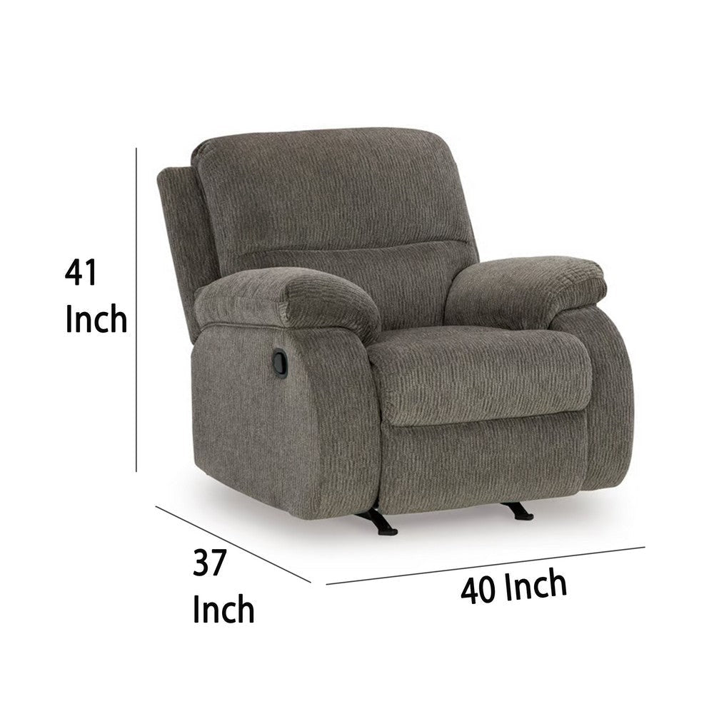 Ashley Lyla Manual Rocker Recliner Chair Bustle Back Brindle Gray Polyester BM332173