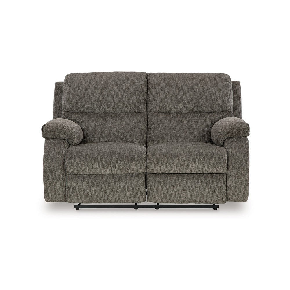 Ashley Lyla Manual Reclining Loveseat Bustle Back 61 Inch Gray Polyester BM332174