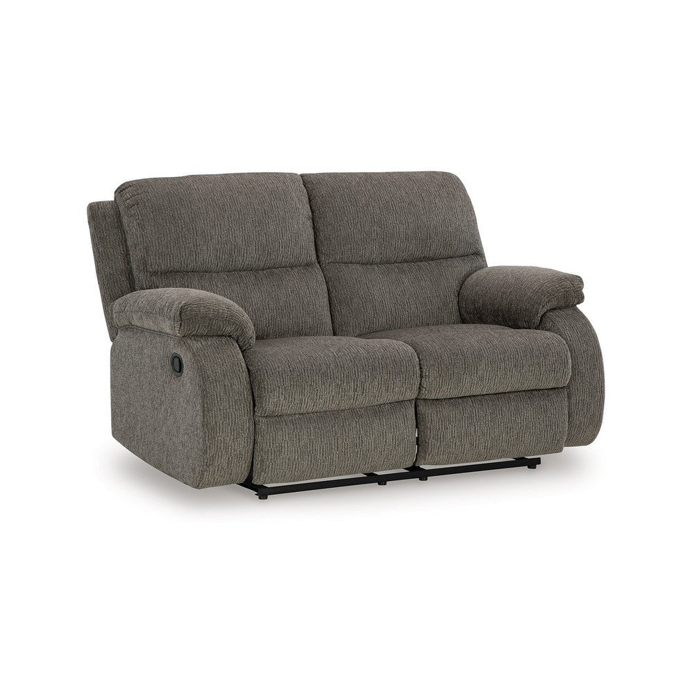Ashley Lyla Manual Reclining Loveseat Bustle Back 61 Inch Gray Polyester BM332174