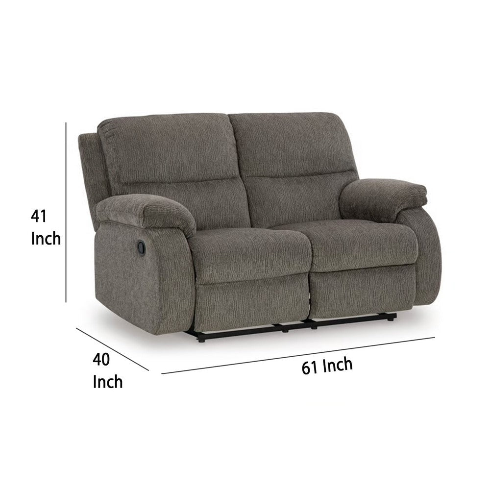 Ashley Lyla Manual Reclining Loveseat Bustle Back 61 Inch Gray Polyester BM332174