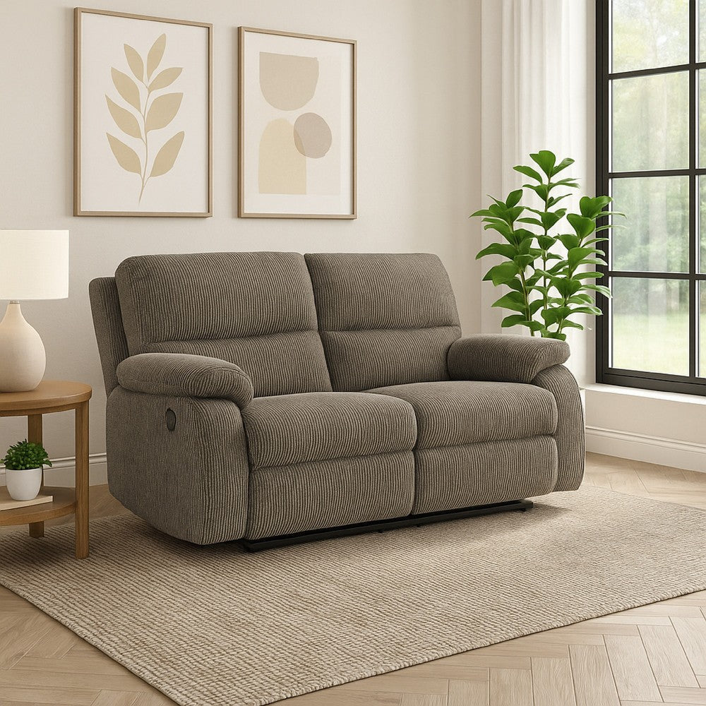 Ashley Lyla Manual Reclining Loveseat, Bustle Back, 61 Inch Gray Polyester