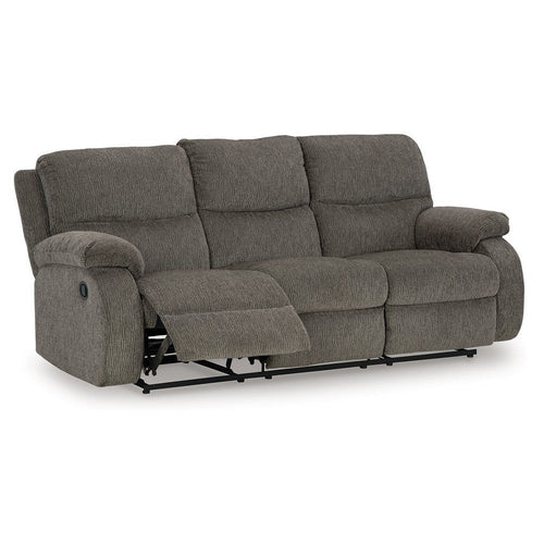 Ashley Lyla Manual Recliner Sofa with Bustle Back, Gray Polyester 86 Inch