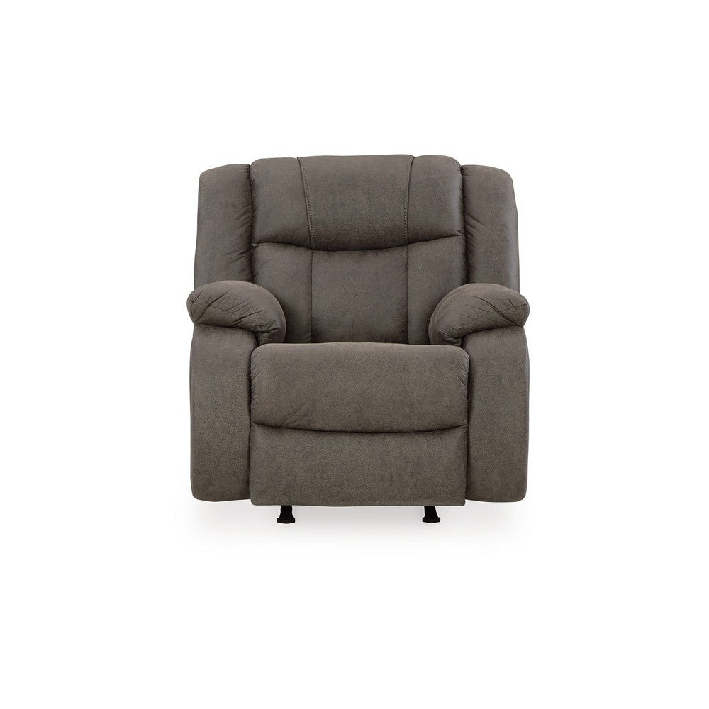 Ashley Perth Manual Rocker Recliner Chair Soft Foam Slate Gray Faux Leather BM332180