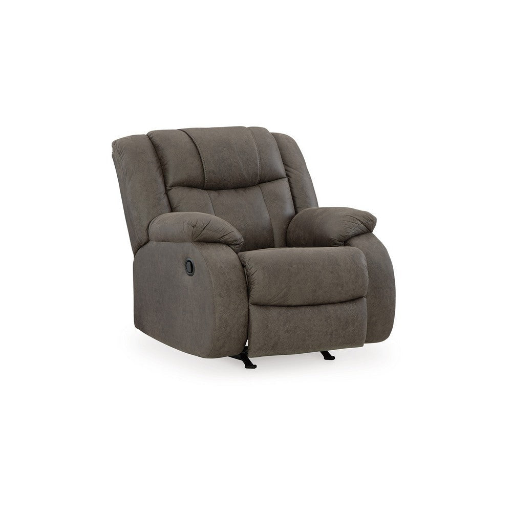 Ashley Perth Manual Rocker Recliner Chair Soft Foam Slate Gray Faux Leather BM332180