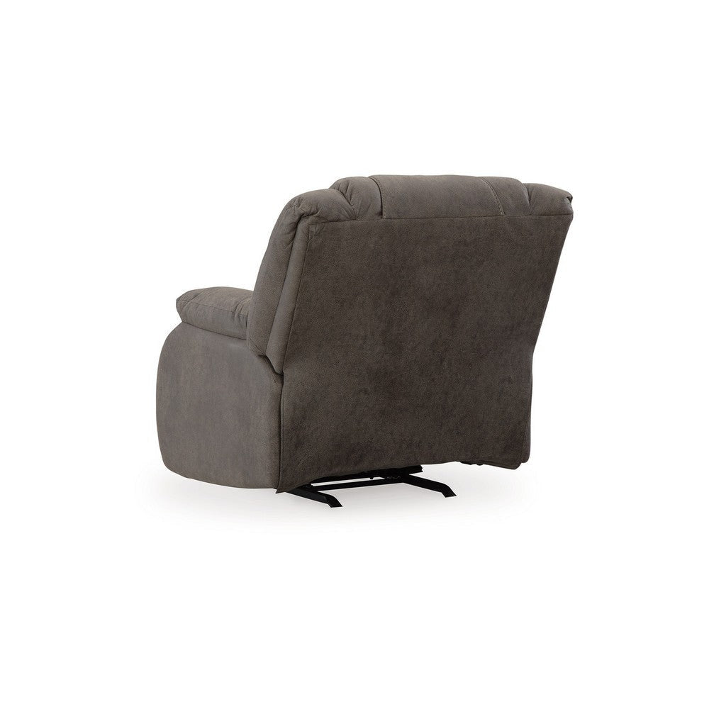 Ashley Perth Manual Rocker Recliner Chair Soft Foam Slate Gray Faux Leather BM332180