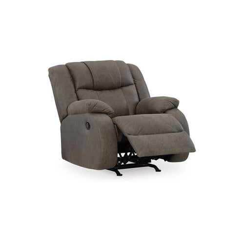 Ashley Perth Manual Rocker Recliner Chair, Soft Foam Slate Gray Faux Leather