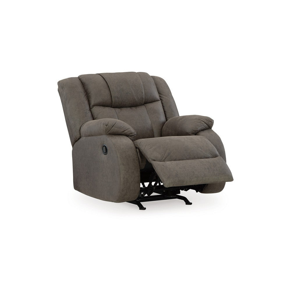 Ashley Perth Manual Rocker Recliner Chair, Soft Foam Slate Gray Faux Leather