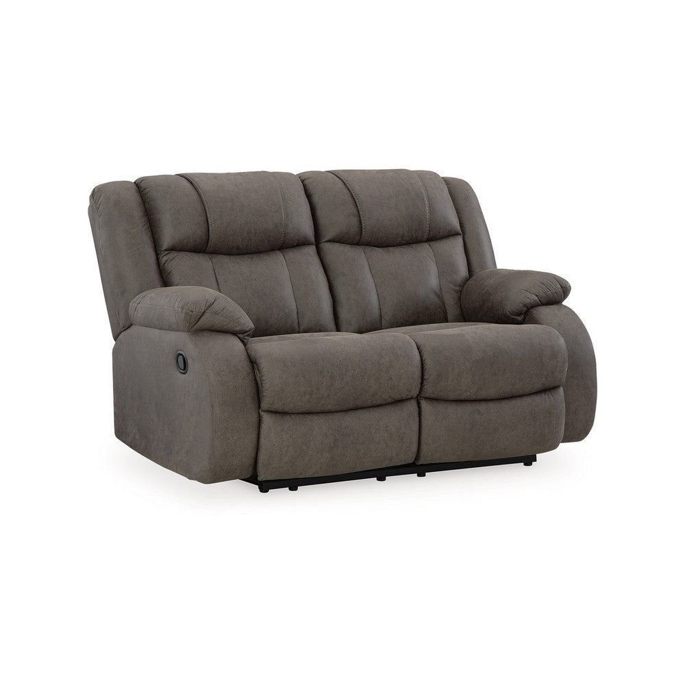 Ashley Perth Manual Reclining Loveseat Foam Slate Gray Faux Leather 61 Inch BM332181