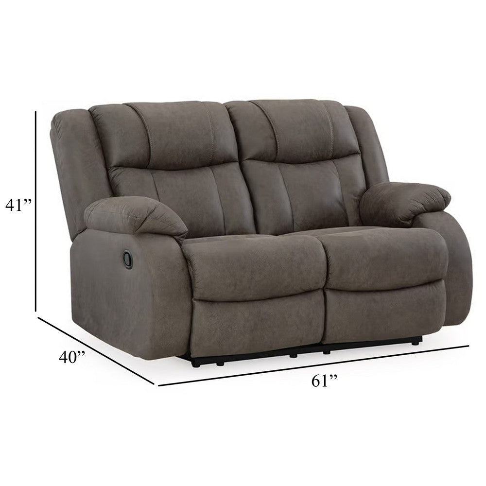 Ashley Perth Manual Reclining Loveseat Foam Slate Gray Faux Leather 61 Inch BM332181