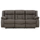 Ashley Perth Manual Recliner Sofa Gray Contrast Stitch Faux Leather 86 Inch BM332182