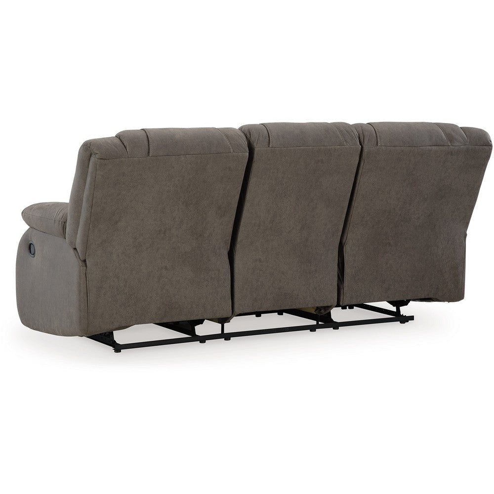 Ashley Perth Manual Recliner Sofa Gray Contrast Stitch Faux Leather 86 Inch BM332182