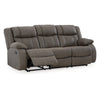Ashley Perth Manual Recliner Sofa, Gray Contrast Stitch Faux Leather 86 Inch
