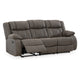 Ashley Perth Manual Recliner Sofa, Gray Contrast Stitch Faux Leather 86 Inch
