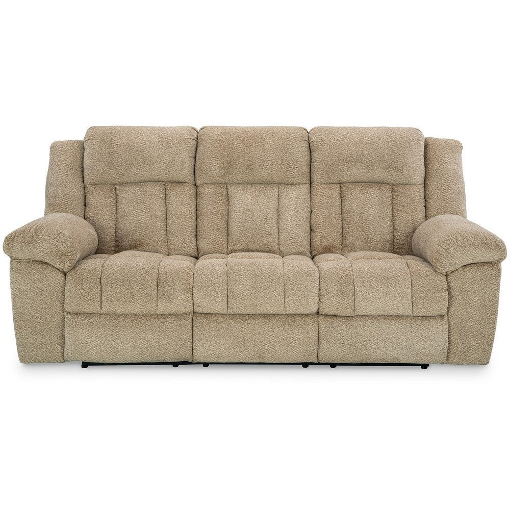 Ashley Kendy Power Recliner Sofa USB Ports Beige Brown Polyester 91 Inch BM332186