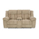 Ashley Kendy Power Reclining Loveseat Console Beige Brown Polyester 80 Inch BM332187
