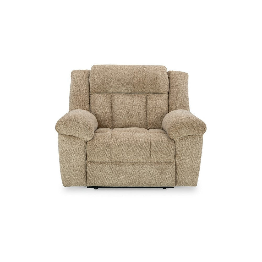 Ashley Kendy Power Recliner Chair Adjustable Headrest Beige Brown Polyester BM332188