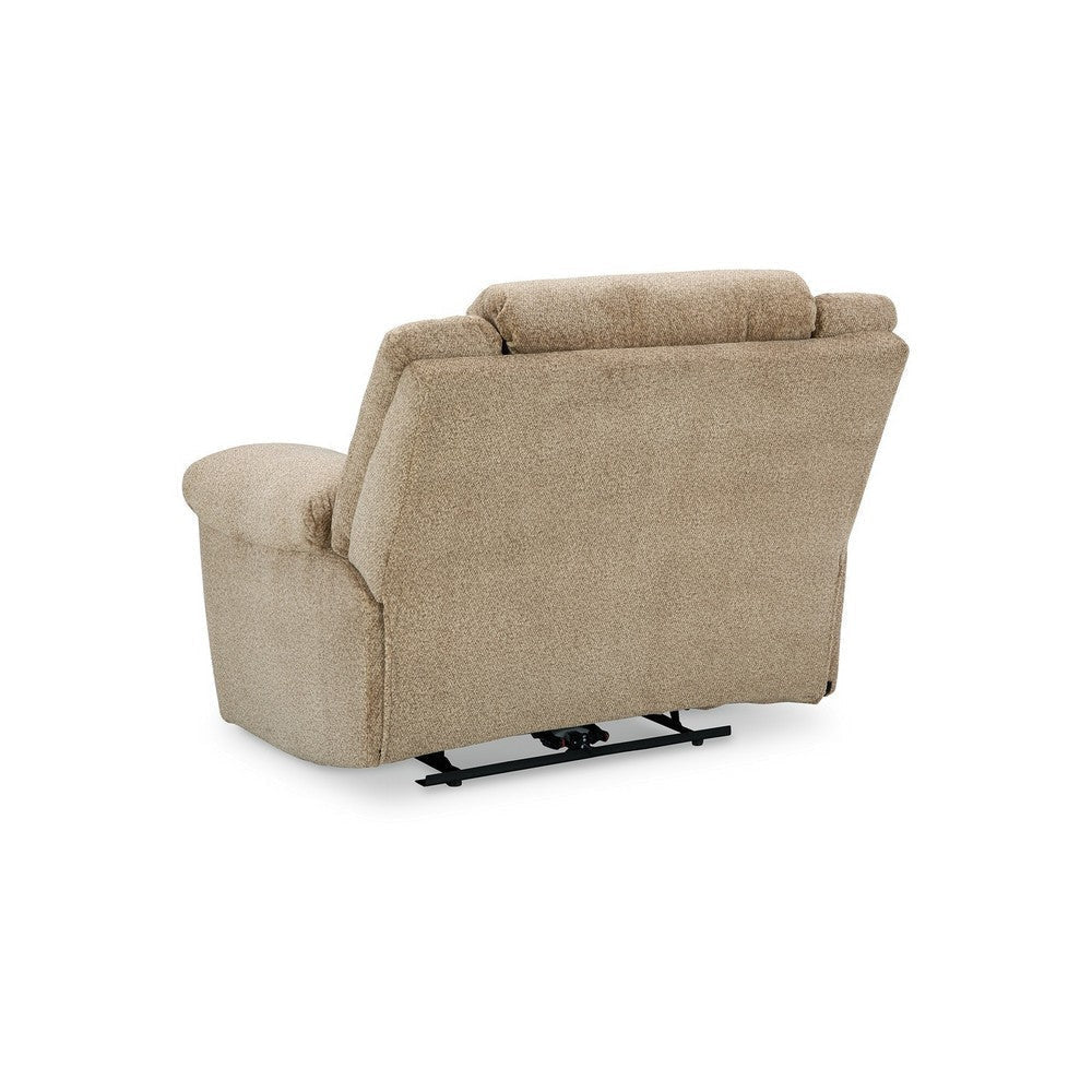 Ashley Kendy Power Recliner Chair Adjustable Headrest Beige Brown Polyester BM332188