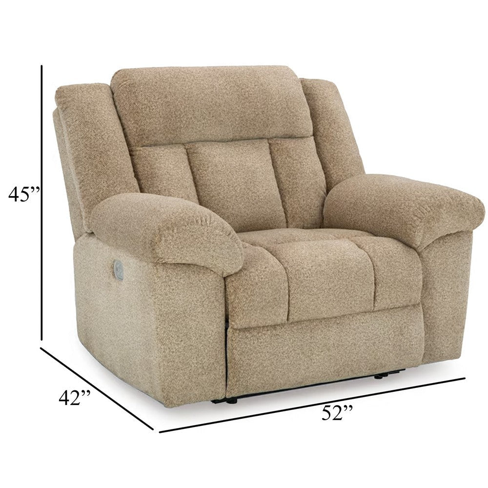 Ashley Kendy Power Recliner Chair Adjustable Headrest Beige Brown Polyester BM332188