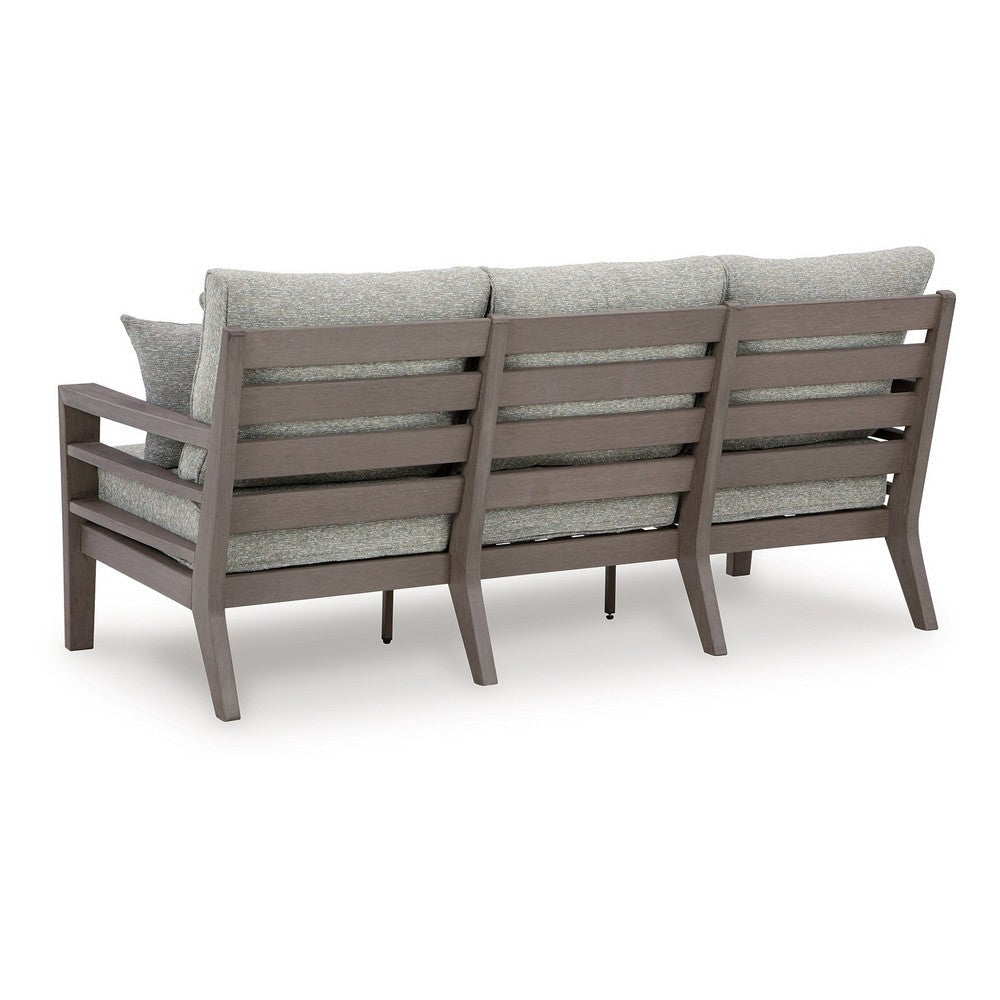 Ashley Karo Outdoor Sofa 4 Accent Pillows 79 Inch Brown Frame Gray Nuvella BM332196