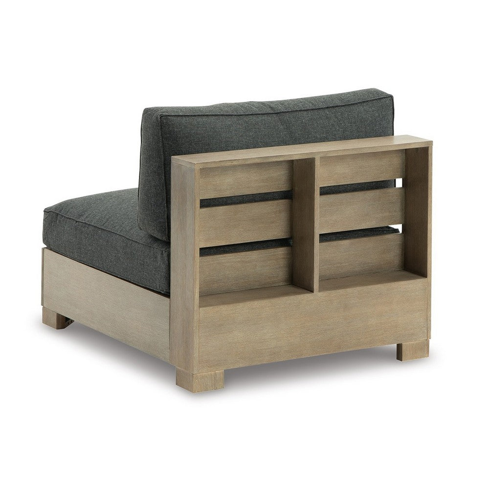 Ashley Mayo Outdoor Modular Armless Chair, Dark Gray Nuvella Fabric, Brown