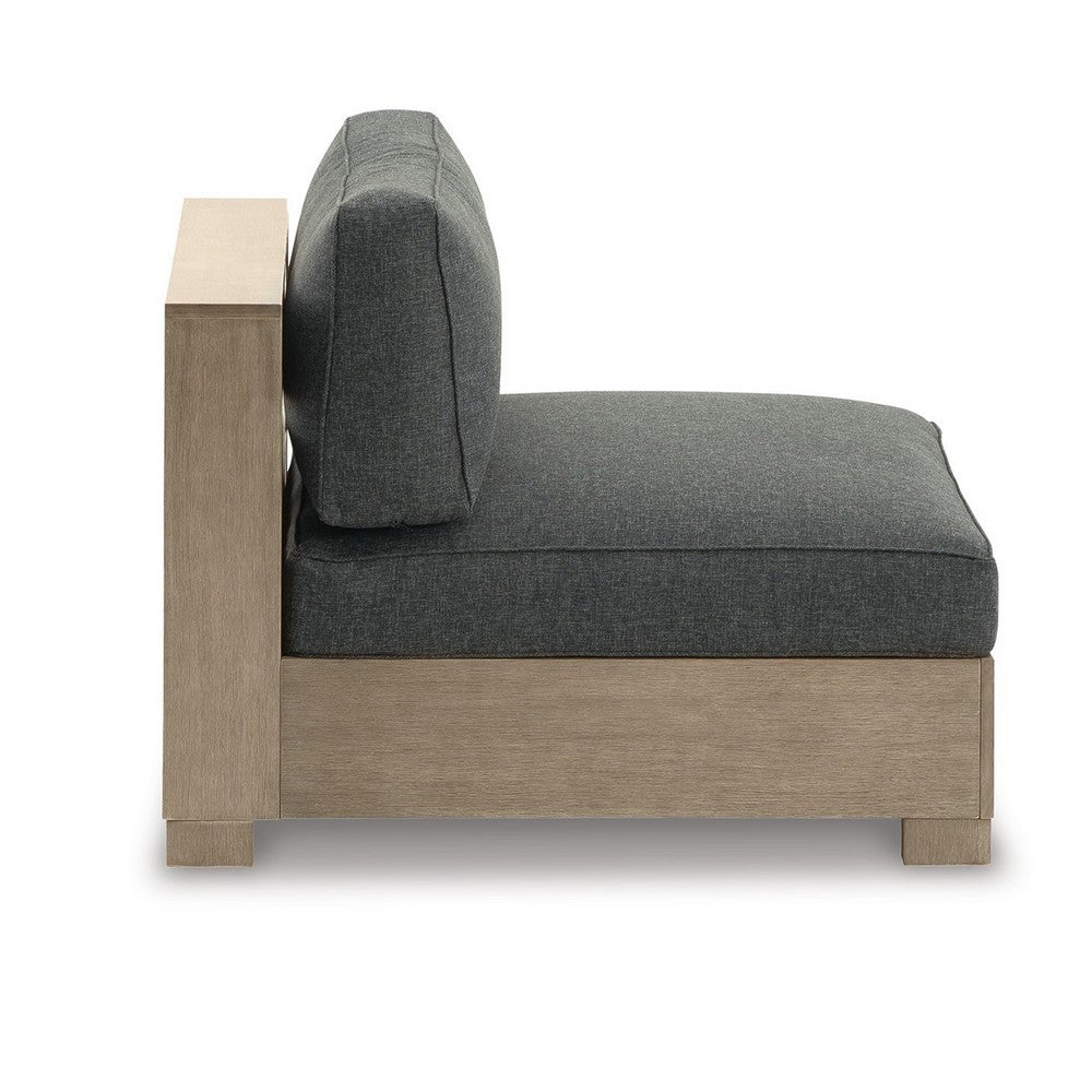 Ashley Mayo Outdoor Modular Armless Chair, Dark Gray Nuvella Fabric, Brown