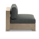 Ashley Mayo Outdoor Modular Armless Chair, Dark Gray Nuvella Fabric, Brown