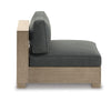 Ashley Mayo Outdoor Modular Armless Chair, Dark Gray Nuvella Fabric, Brown