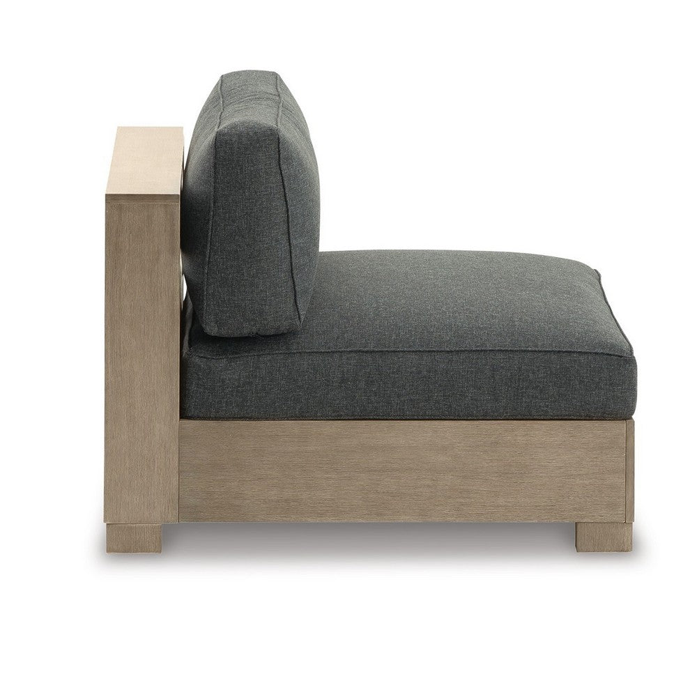 Ashley Mayo Outdoor Modular Armless Chair, Dark Gray Nuvella Fabric, Brown