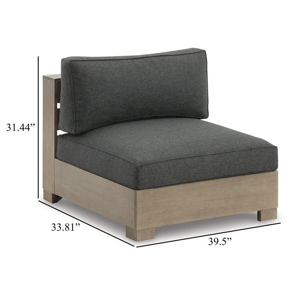 Ashley Mayo Outdoor Modular Armless Chair, Dark Gray Nuvella Fabric, Brown