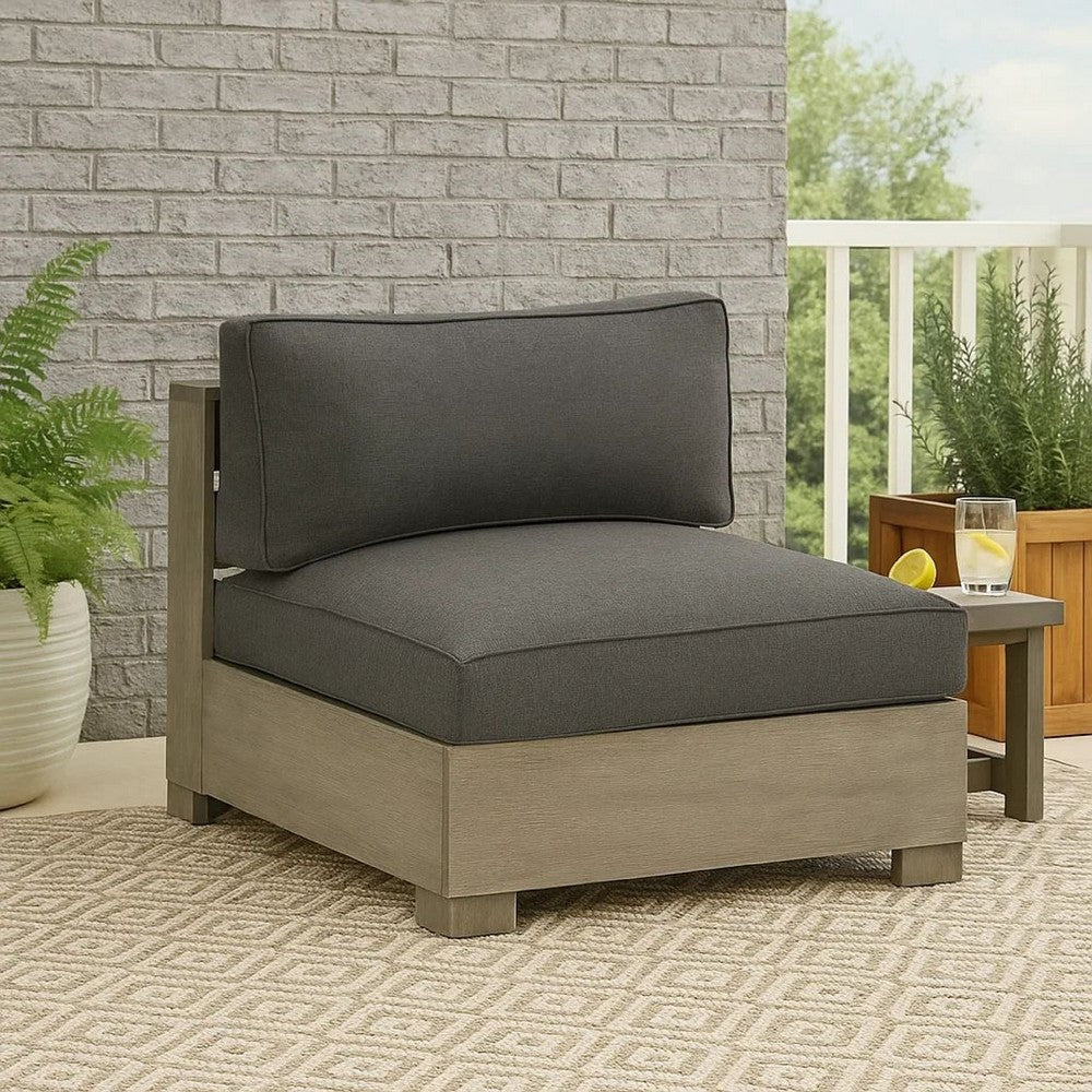 Ashley Mayo Outdoor Modular Armless Chair, Dark Gray Nuvella Fabric, Brown