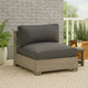 Ashley Mayo Outdoor Modular Armless Chair, Dark Gray Nuvella Fabric, Brown