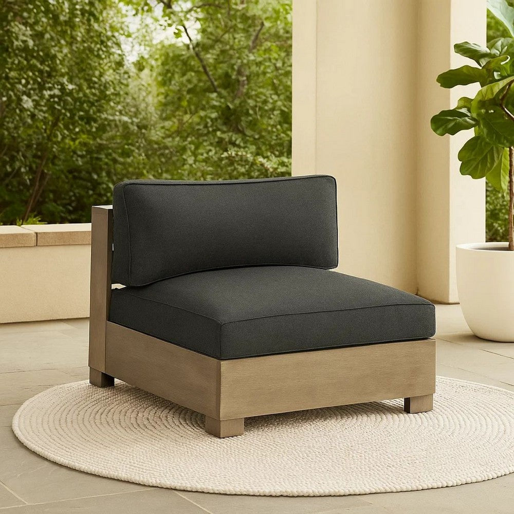 Ashley Mayo Outdoor Modular Armless Chair, Dark Gray Nuvella Fabric, Brown