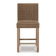 Ashley Walo Indoor Outdoor Barstool Set of 2 Wicker Seat 28 Inch Brown BM332198