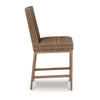 Ashley Walo Indoor Outdoor Barstool Set of 2 Wicker Seat 28 Inch Brown BM332198