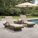 Ashley Tira Outdoor Chaise Lounge, Adjustable 78 Inch Brown Wicker, Beige