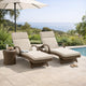 Ashley Tira Outdoor Chaise Lounge, Adjustable 78 Inch Brown Wicker, Beige