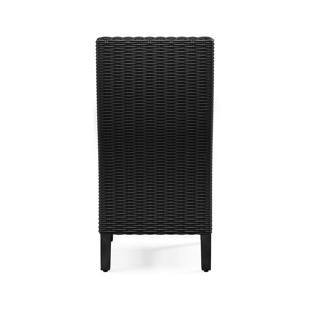 Ashley Tira Indoor Outdoor Side Chair Set of 2, Black Wicker, Gray Nuvella