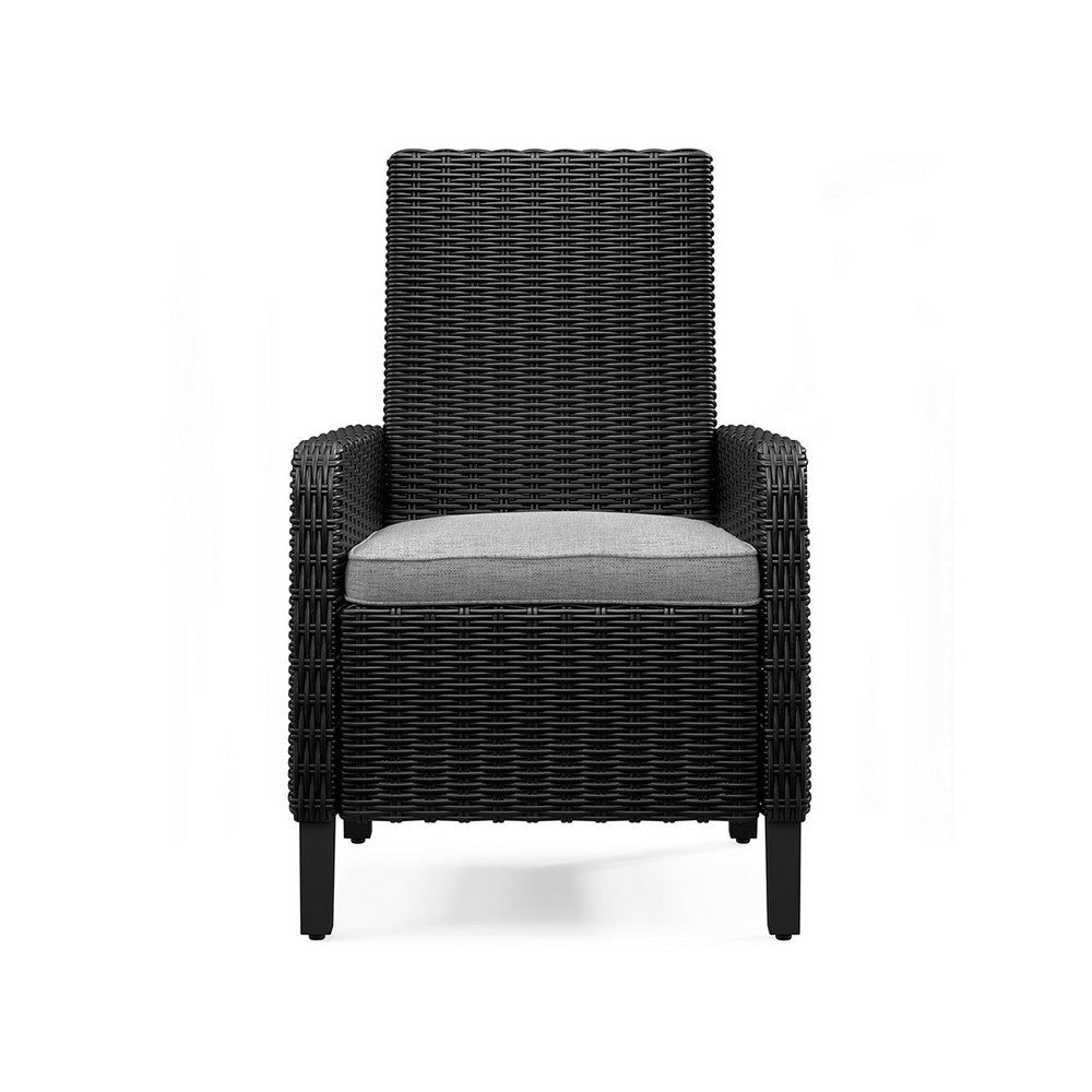 Ashley Tira Indoor Outdoor Armchair Set of 2 Black Wicker Gray Nuvella Seat BM332203