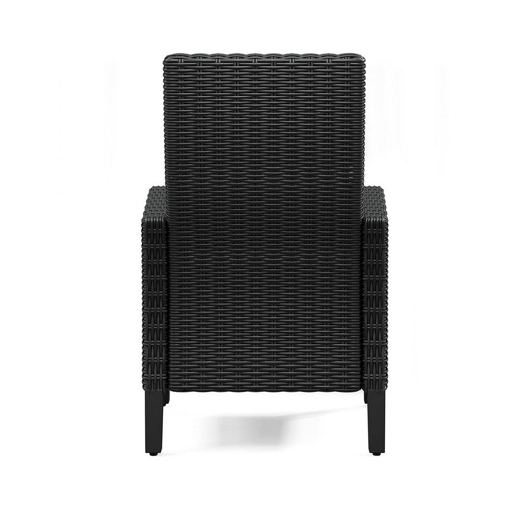 Ashley Tira Indoor Outdoor Armchair Set of 2 Black Wicker Gray Nuvella Seat BM332203