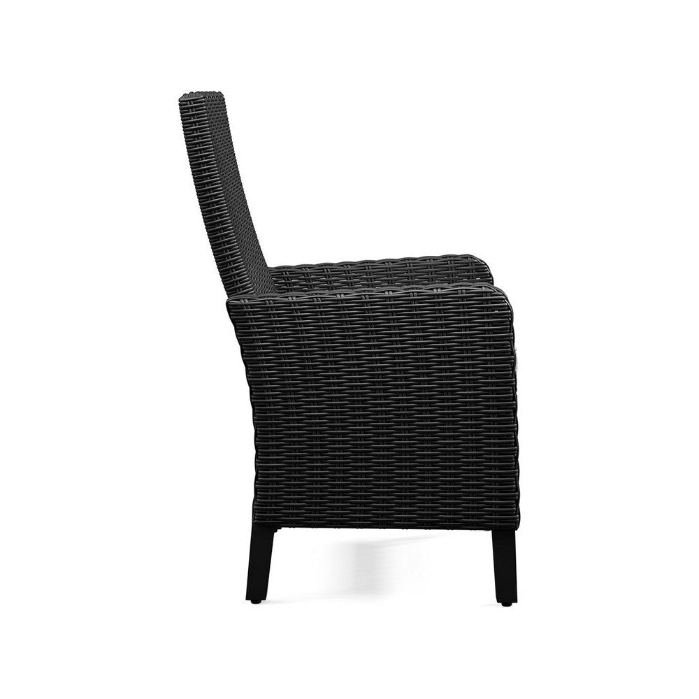 Ashley Tira Indoor Outdoor Armchair Set of 2 Black Wicker Gray Nuvella Seat BM332203