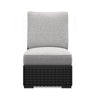 Ashley Tira Outdoor Modular Armless Chair, Black Woven Wicker, Gray Nuvella