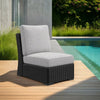 Ashley Tira Outdoor Modular Armless Chair, Black Woven Wicker, Gray Nuvella