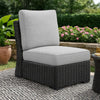 Ashley Tira Outdoor Modular Armless Chair, Black Woven Wicker, Gray Nuvella