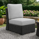 Ashley Tira Outdoor Modular Armless Chair, Black Woven Wicker, Gray Nuvella