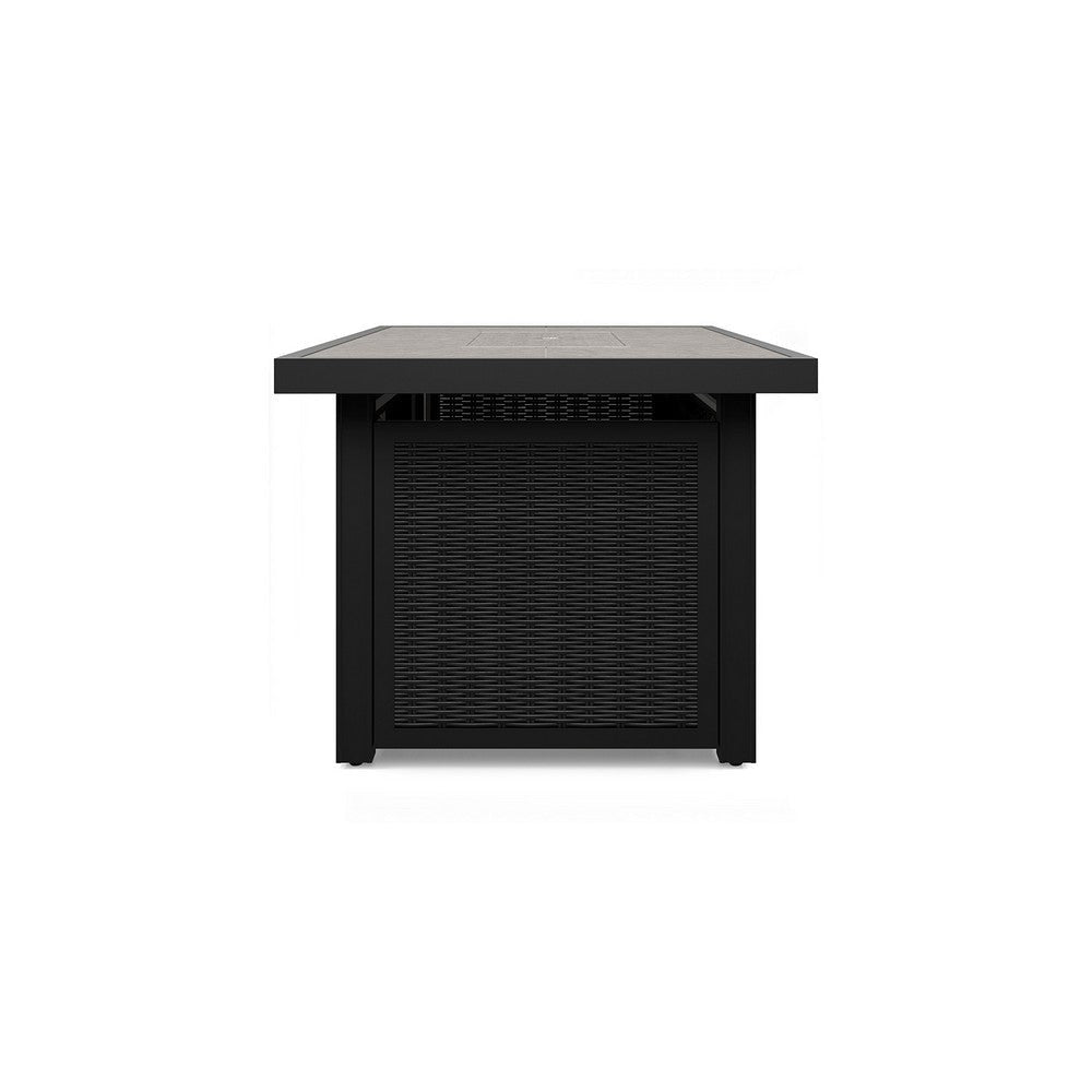 Ashley Tira Outdoor Fire Pit Table Adjustable Flame 58 Inch Black Wicker BM332205